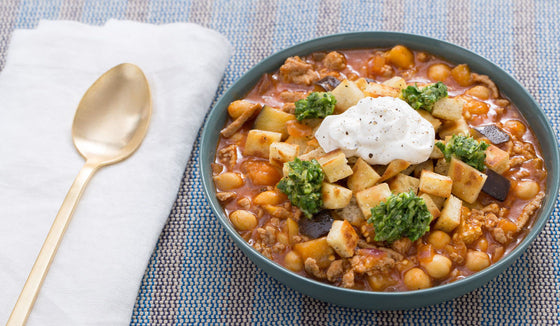 Mashed Chickpea and Green Chile Bowls
