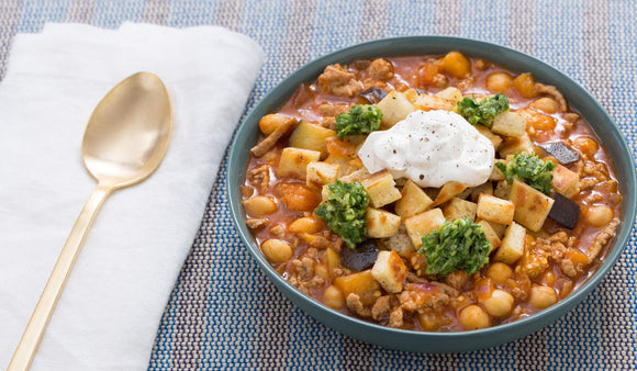 Mashed Chickpea and Green Chile Bowls